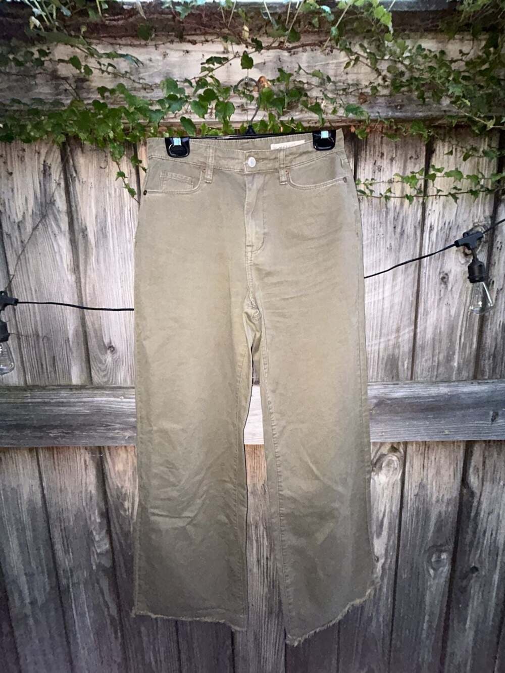 BlankNYC The Franklin Ribcage Wide Leg Pants Size 26 Olive Green